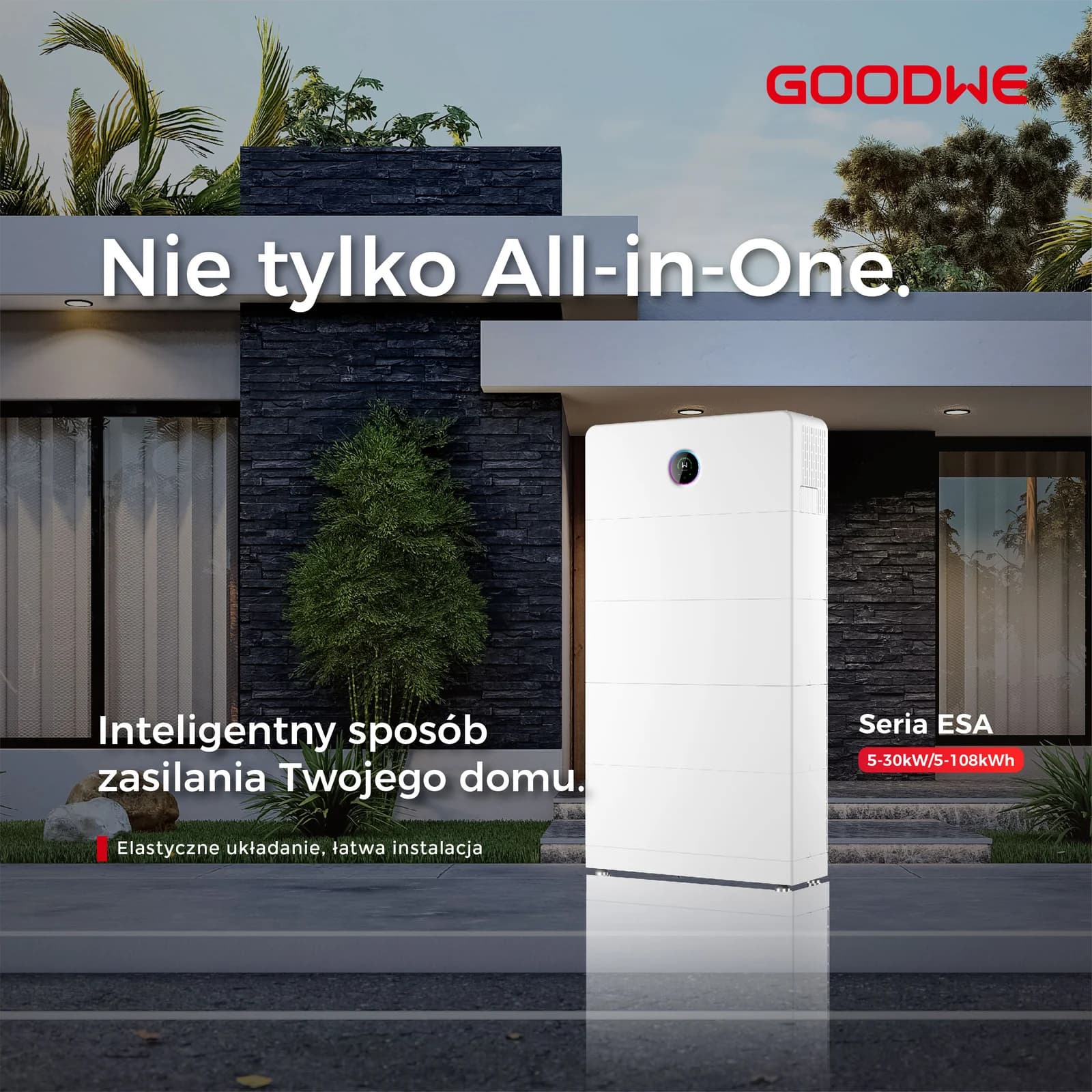 GoodWe ESA przed nowoczesnym domem: inteligentny sposób zasilania Twojego domu